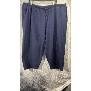 Woman Within Crop Joggers Navy Blue Tie Waist Size‎ 3X Women’s Stretch